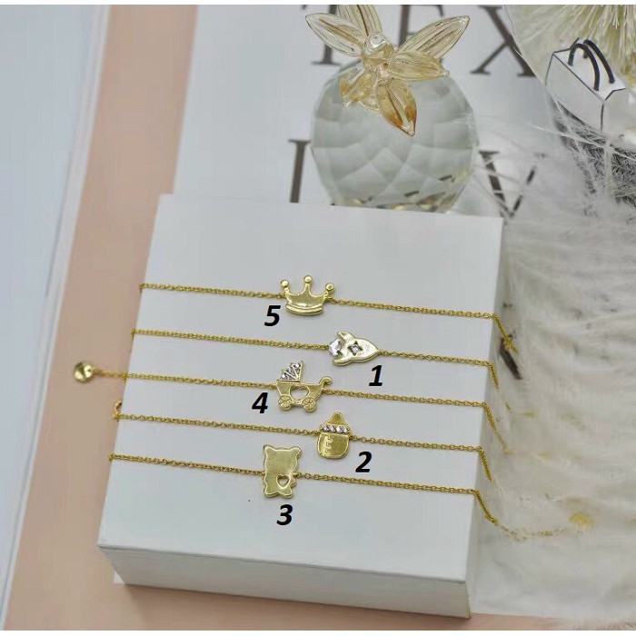 Vòng tay nữ bạc mạ vàng 24k, Lắc bạc nữ mạ vàng 24k đính đá pha lê cao cấp hình siêu kute, dễ thương cho cô nàng cá tính