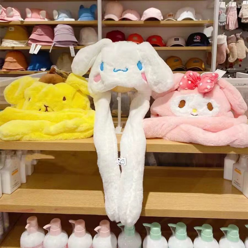 Mũ Len Dệt Kim Hình Cinnamoroll Pikachu Có Tai Di Chuyển Ấm Áp Cho Trẻ Em
