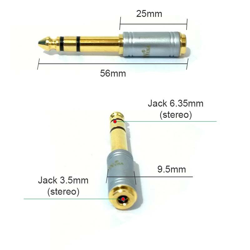 Đầu Jack chuyển LITON 6.5mm đực ra 3.5mm cái - 6.5 ra 3.5
