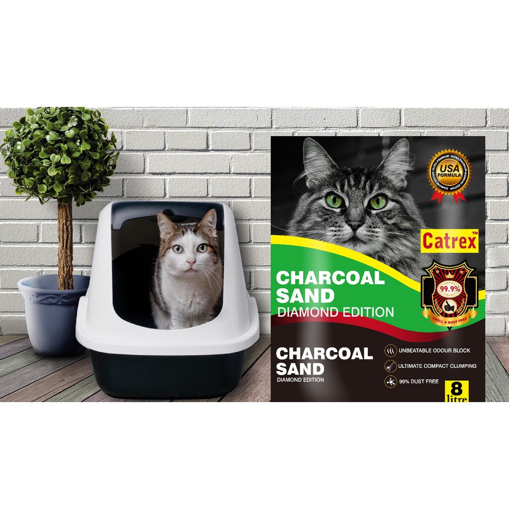 Cát vệ sinh mèo Charcoal Sand thấm hút, vón cục tốt 5L