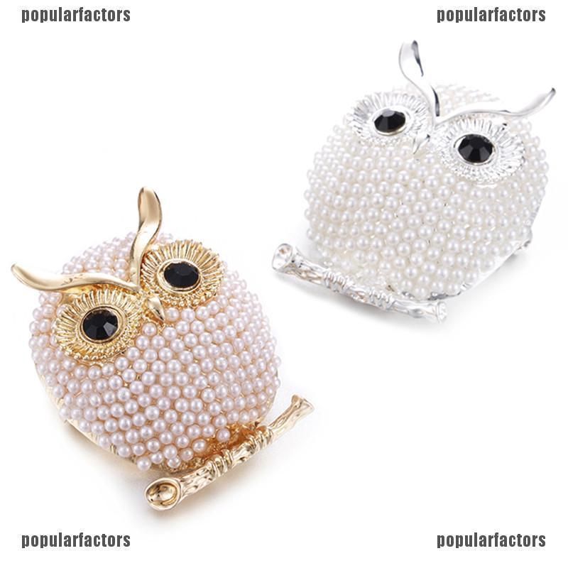 Ghim Cài Áo Hình Cú Mèo Đính Ngọc Trai Nhân Tạo