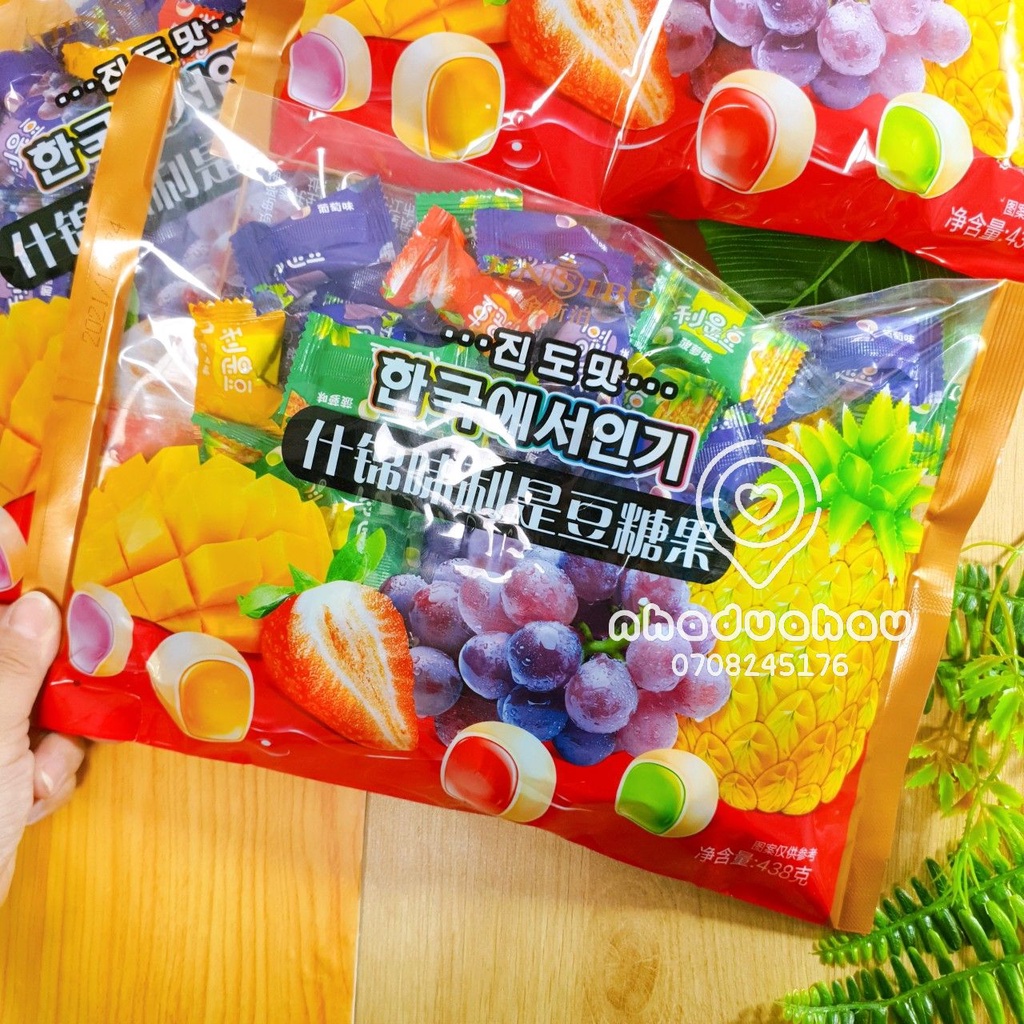 Một gói kẹo dẻo trái cây Jinsibo Hongkong gói lớn 438gam mix vị