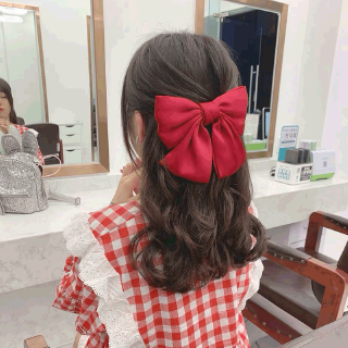 Kẹp tóc hình nơ cỡ lớn chất vải lụa satin mềm mại
