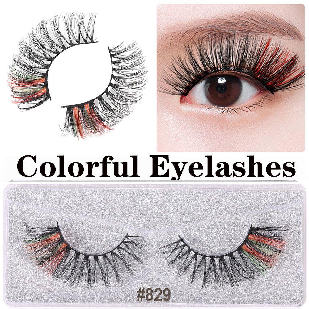 1 Cặp Lông Mi Giả Handmade Màu Hồng / Xanh Dương / Trắng / Đen Cao Cấp