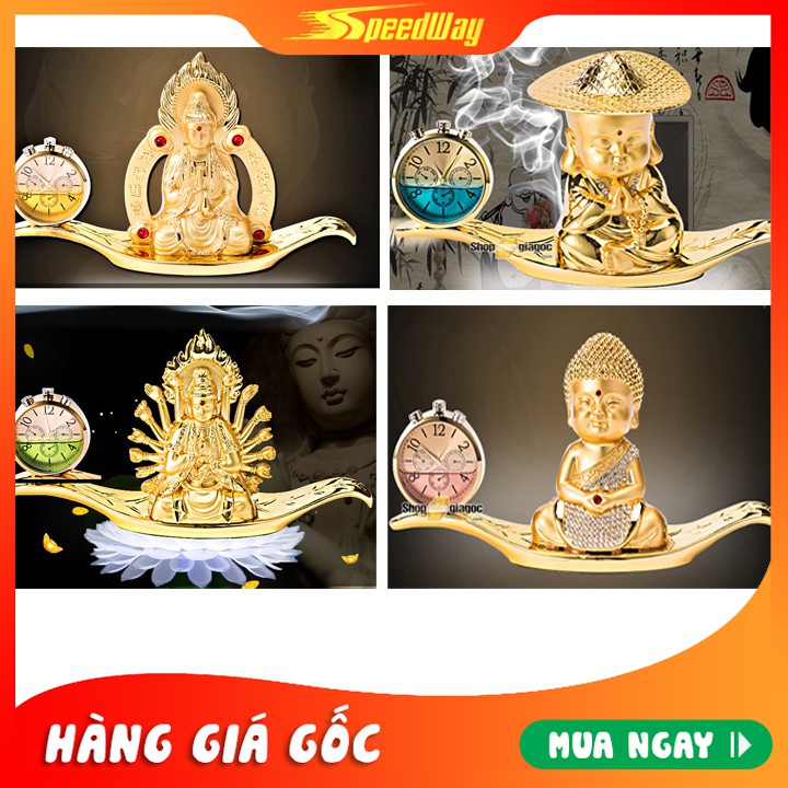 - Nước Hoa Ô Tô Tượng Phật Kèm Đồng Hồ Trang Trí