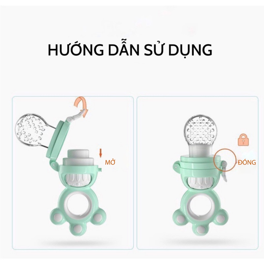 Túi Nhai Ăn Dặm, Núm Nhai Ăn Dặm Cho Bé Chống Hóc MISUTA 3 Size Chất Liệu Silicol An Toàn