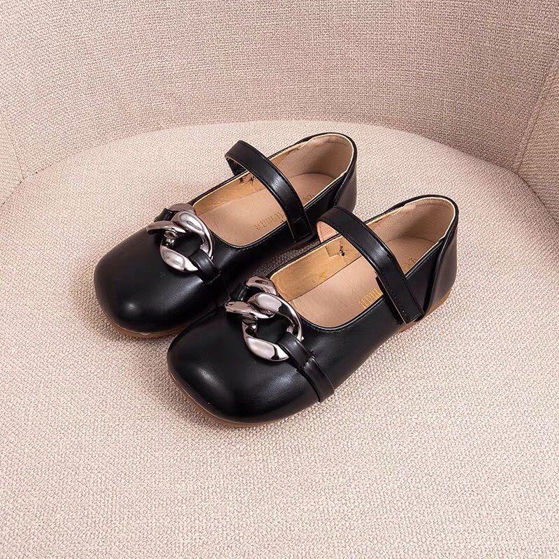 Giày búp bê bé gái - giày bệt cho bé da bóng mềm, họa tiết xích siêu đẹp độc lạ Babybees 2021 - 331