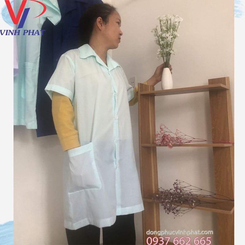Áo Blu Y Tế Màu Xanh Nam Nữ Tay Ngắn Giá Tốt