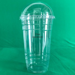 (100 CÁI) LY NHỰA PET 700ml CÓ NẮP CẦU