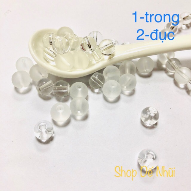 50 Hạt Thuỷ Tinh Tròn Tinh Khiết 8mm [Nhóm màu trong, nhám, đục]