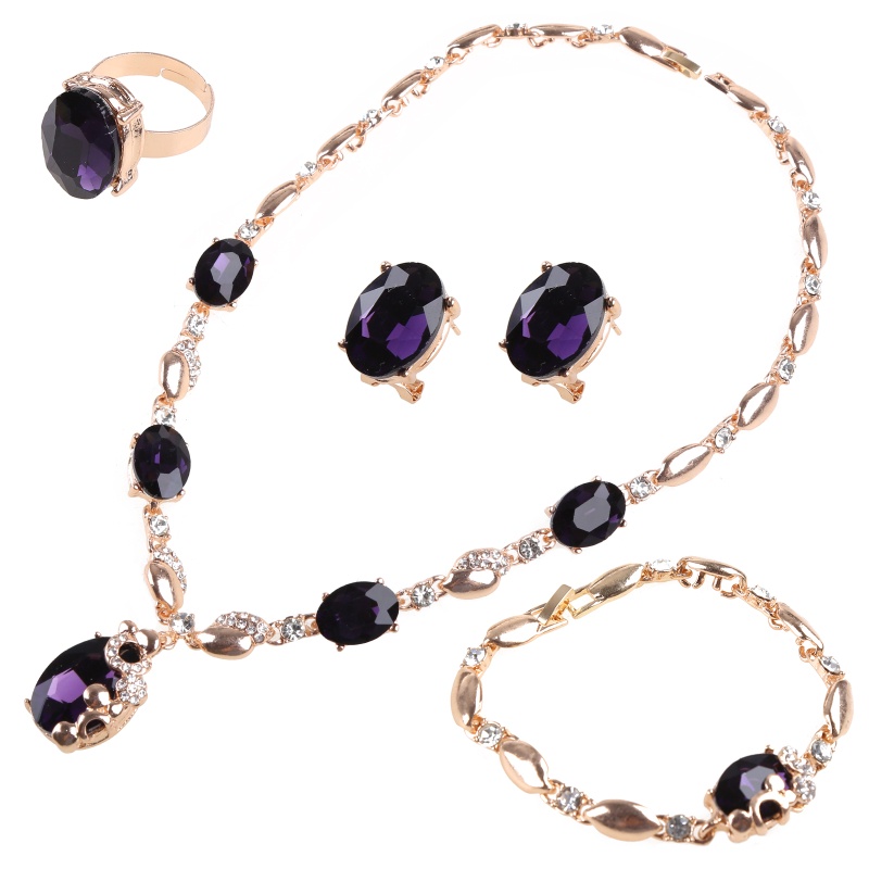 Bộ Trang Sức Đính Đá Tím Sang Trọng