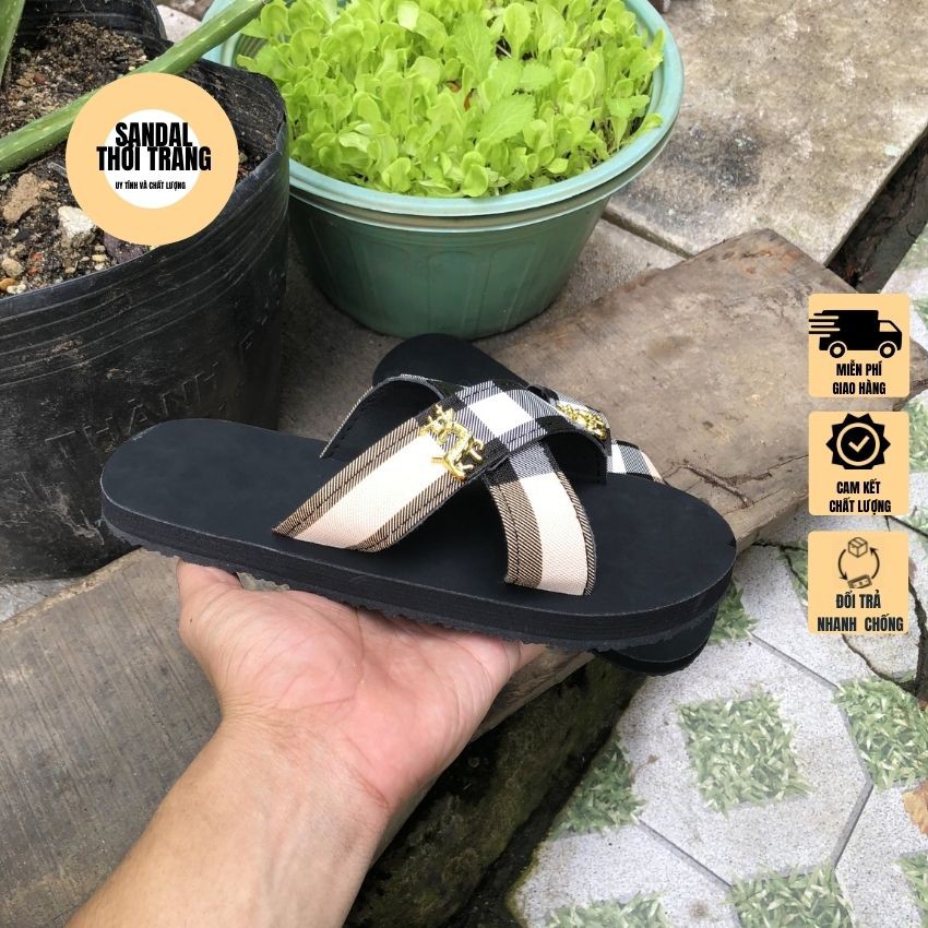 Dép sandal quai chéo, xỏ ngón đế bằng 2 màu đen/ trắng full size 30-44 nam nữ SANDALTHOITRANG