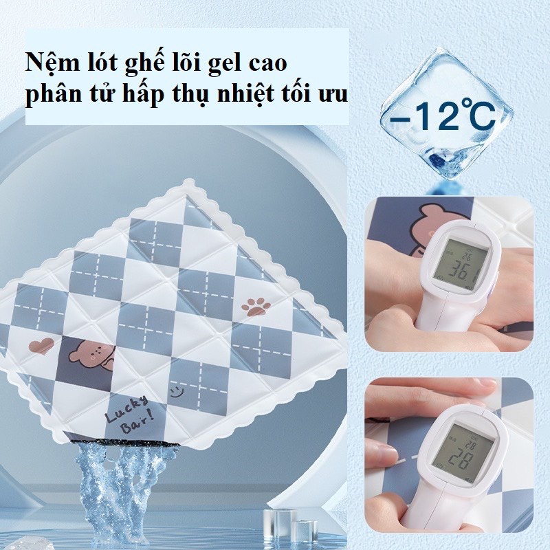 Lót ghế ngồi văn phòng dạng nệm nước hình vuông mát lạnh dễ làm sạch