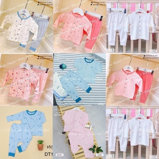 Bộ sơ sinh dài tay cài thẳng chất petit/xô nhiều mẫu size 0.3-9.12m,