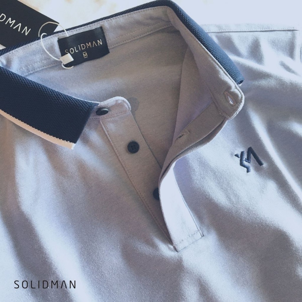 Áo Polo nam SOLIDMAN Form cổ bẻ chỉnh chu màu XANH viền TRẮNG lịch lãm, chất thun cotton cvc đàn hồi cao, hút mồ hôi tốt | BigBuy360 - bigbuy360.vn