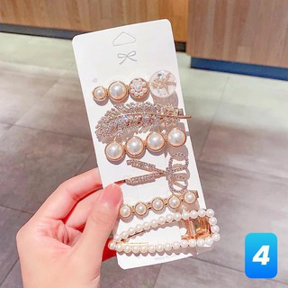 Set 5c Kẹp tóc Hàn Quốc gắn đá màu cực hot - 1 set 5 cái hình dáng khác nhau