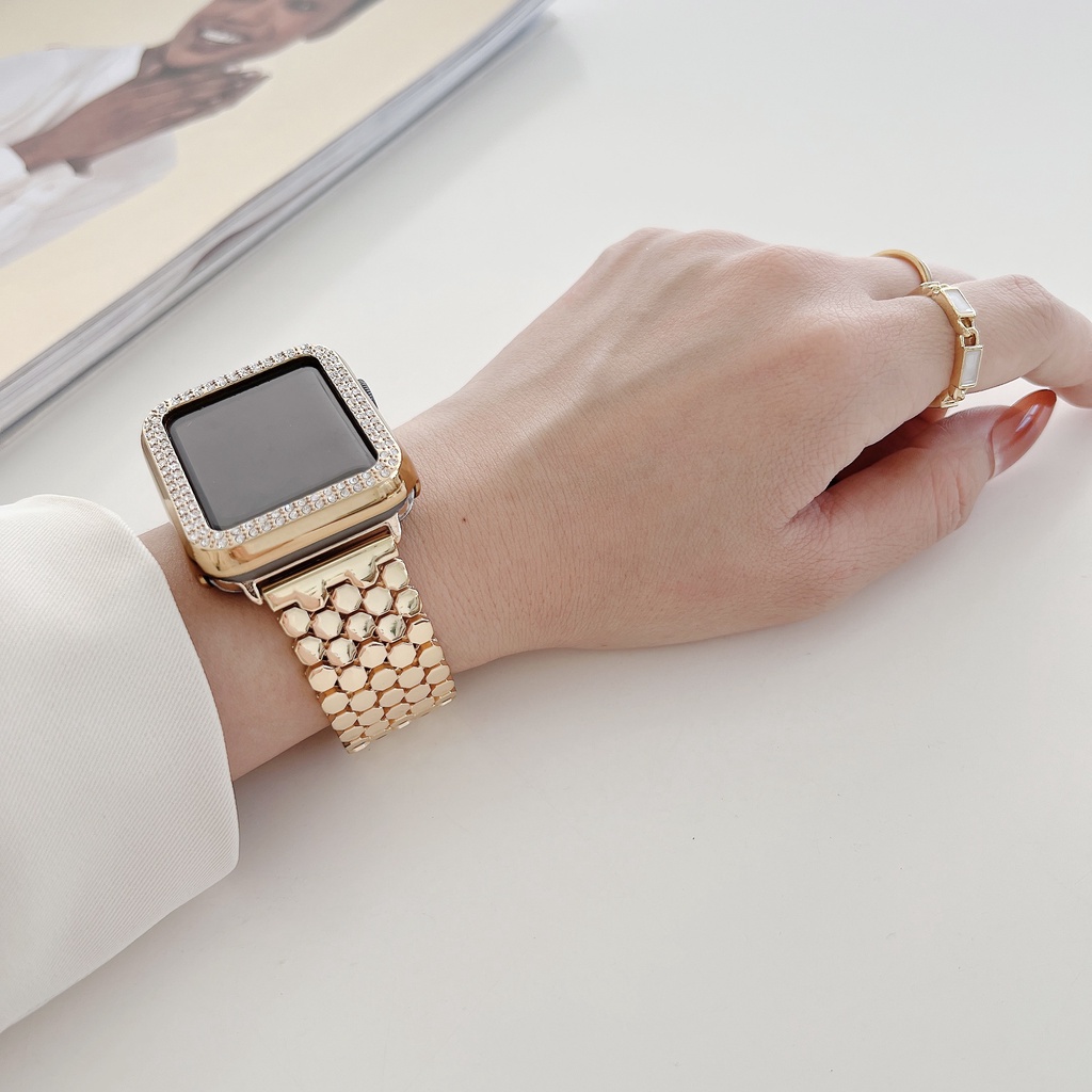 Dây đeo kim loại sang trọng thích hợp cho đồng hồ Apple 7 6 SE 2 44mm 40mm 45mm iWatch Series 3 4 5 SE 42mm 38mm 41mm
