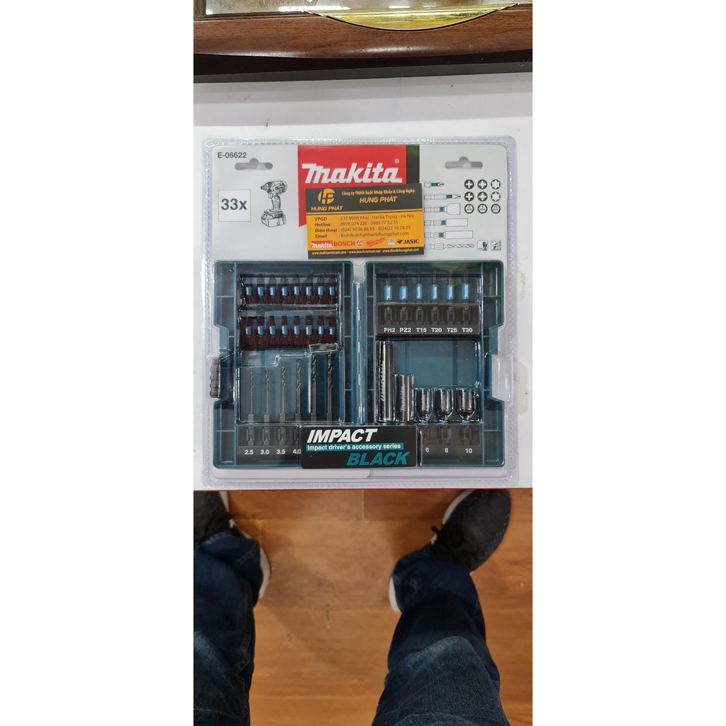 {Hàng chính hãng} Bộ mũi khoan và vặn vít Makita IMPACT BLACK E-06622