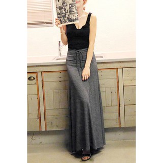 Chân váy dài Maxi, cạp thấp, cotton, Hàng order