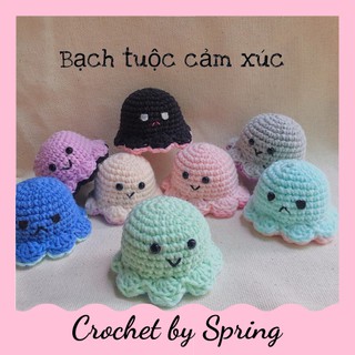 MÓC KHOÁ LEN BẠCH TUỘC CẢM XÚC[được chọn màu] BẠCH TUỘC LẬT MẶT