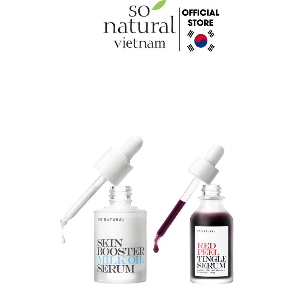 Combo Giảm Mụn Và Dưỡng Da Red Peel Tingle Serum Và Milk Oil So Natural