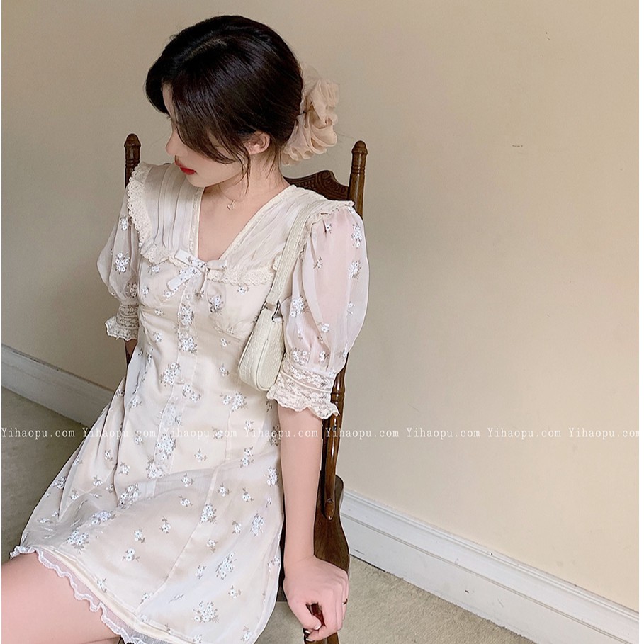 Đầm hoa nhí nữ Emilyshop tay ngắn midi