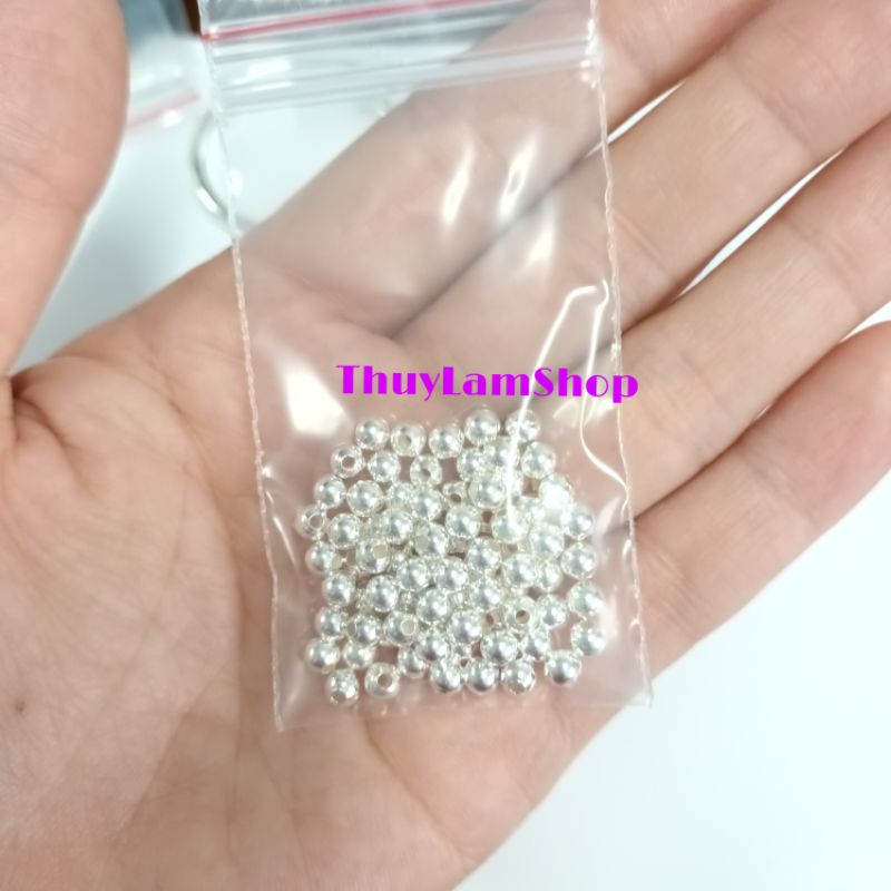 Combo 100 bi bạc trơn 925 làm vòng 6li vĩnh viễn bảo hành