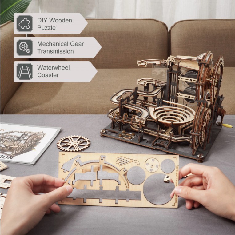 Đồ Chơi Lắp Ráp Bằng Gỗ 3D Robotime Mô Hình Động Cơ Học Marble Run Night City - LGA01