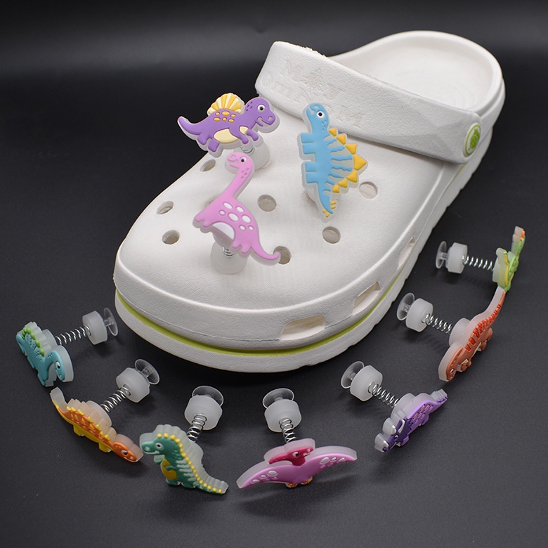 Nút Bấm Hình Khủng Long Nhiều Màu Sắc Trang Trí Giày crocs Jibbitzpins diy