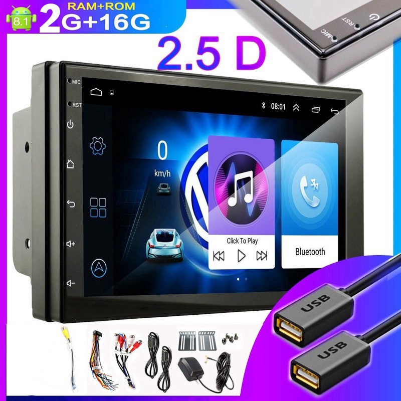 Đầu DVD Android RAM 2G Cho Ô Tô Tích Hợp GPS Chỉ Đường, Xem Camera Lùi - Màn Hình 7 inch Full HD Kính Cường Lực IPS 2.5D