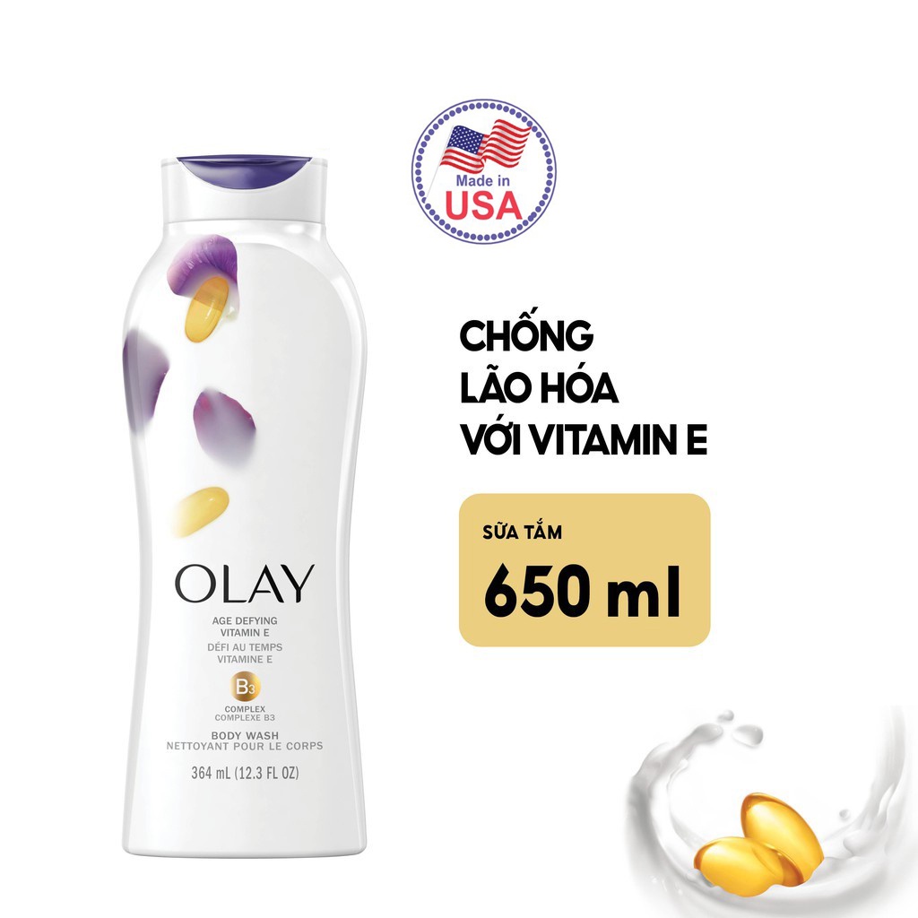 Sữa Tắm Dưỡng Ẩm Trắng Da  Olay Mỹ Dưỡng Ẩm Kết Hợp Hạt Bơ Mỡ 650ml