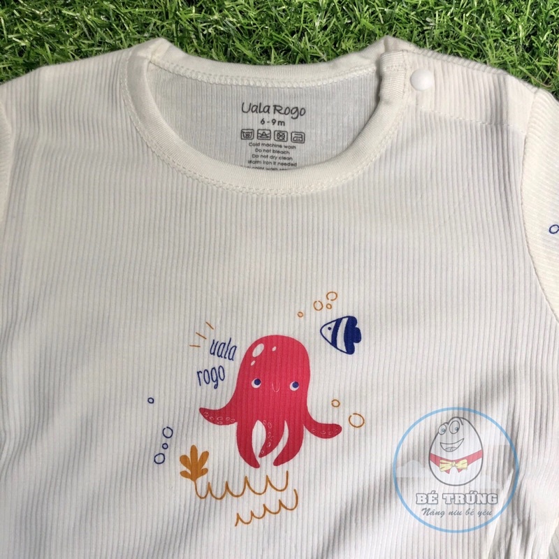 [SALE] UR2211 Bộ dài tay cài vai Uala Rogo vải sợi sen (6-36M)
