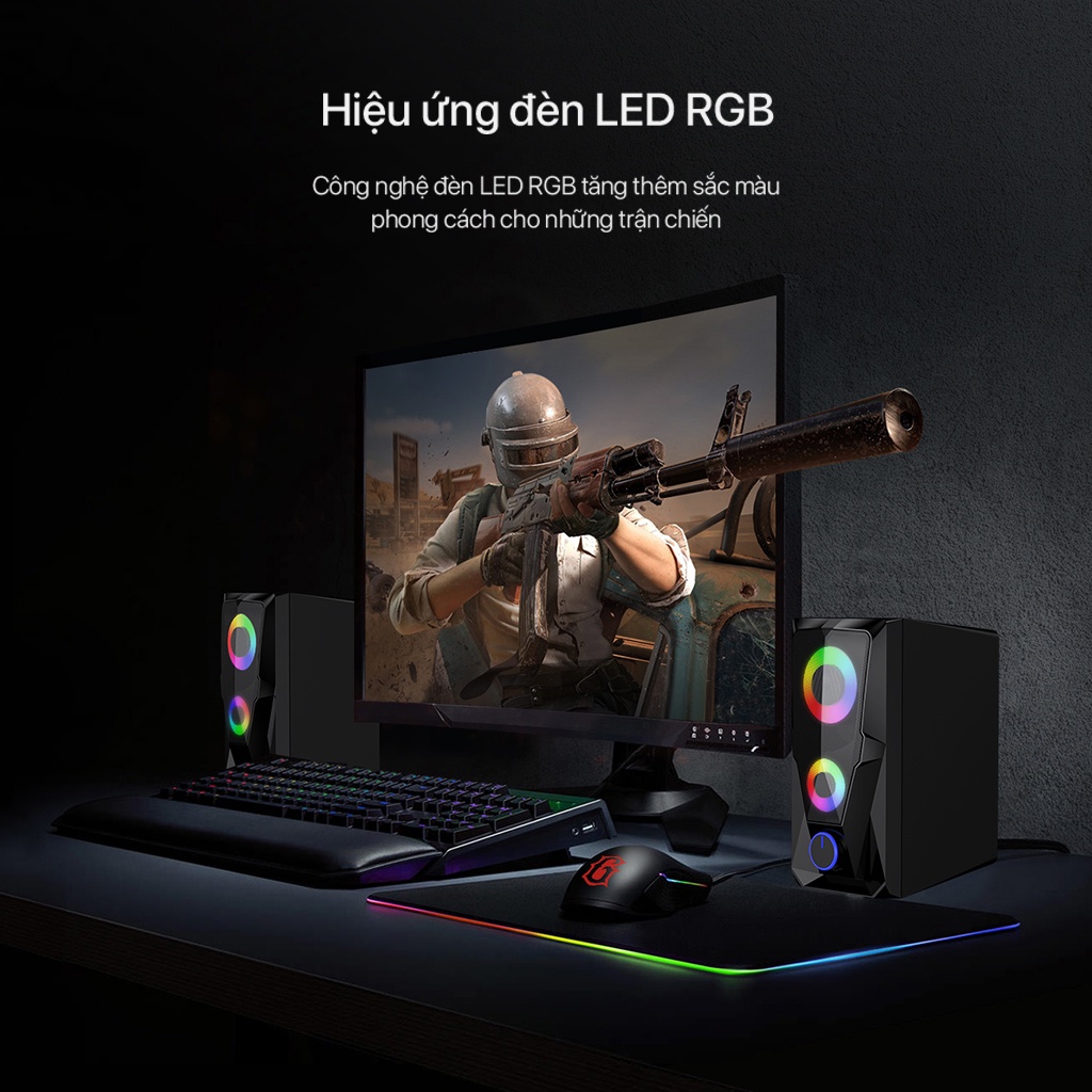 Loa Máy Tính Gaming ROBOT RS200 Hiệu Ứng Đèn LED Âm Thanh HD Chất Lượng Cao Bảo Hành Chính Hãng 12 Tháng