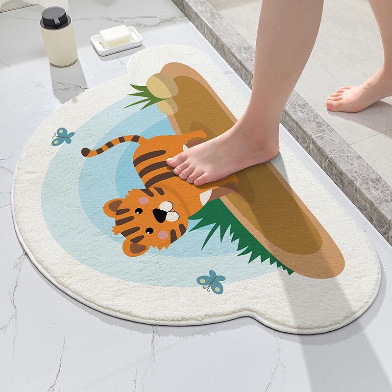 Thảm Chùi Chân Chống Trượt Thấm Hút Tốt In Họa Tiết Hoạt Hình Đáng Yêu