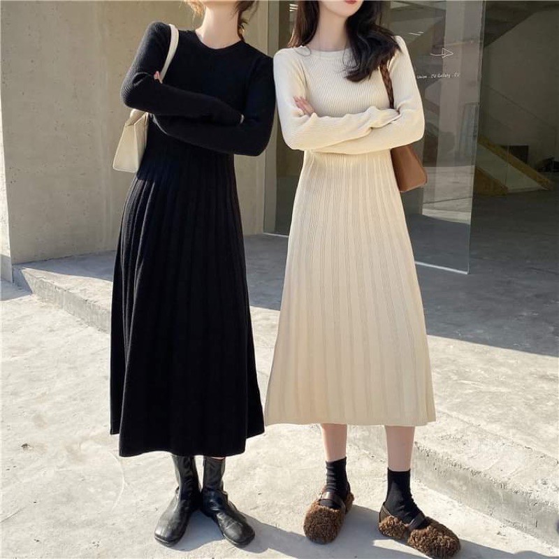 Đầm len ulzzang, đầm dài ulzzang