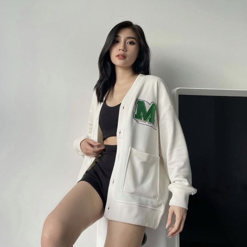 Áo Cardigan Len Mỏng Cho Nữ Phong Cách Ulzzang Phù Hợp Đi Đà Lạt, Dạo Biển JuLy shop - Thêu logo M missout