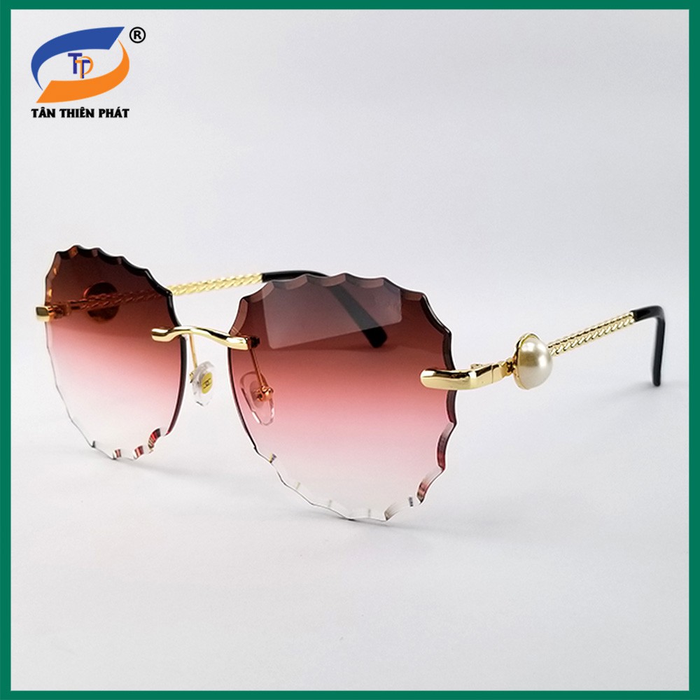 Mắt kính mát nữ tròng không viền 9087 màu đỏ, nâu, đen khói. Tròng kính chống nắng, chống tia UV