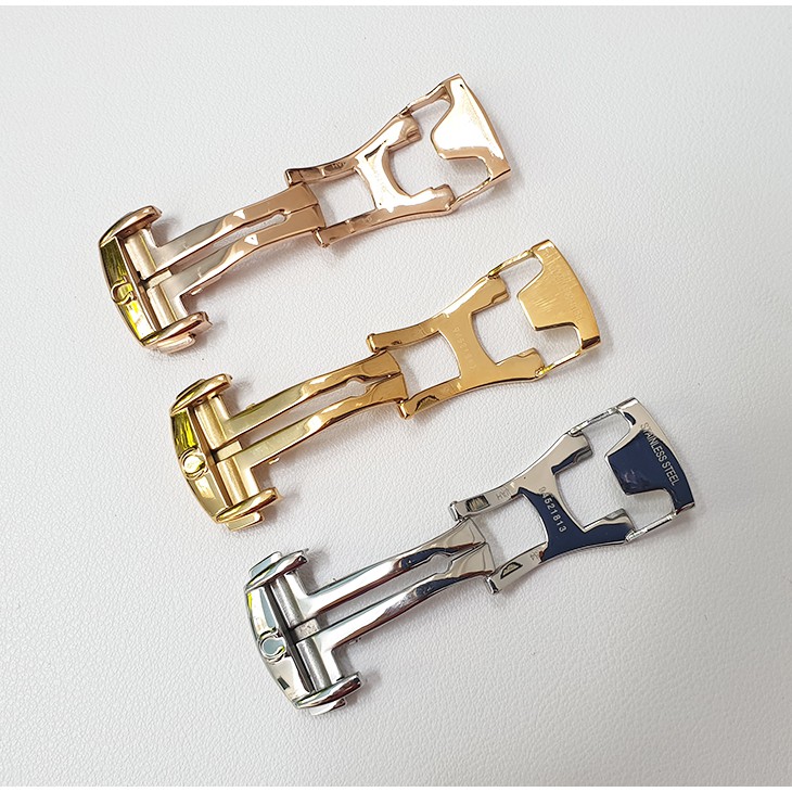 Khóa bướm hai nút bấm gập một bên giấu dây cho đồng hồ nam OMEGA, ORIENT, SEIKO, logo khác vui lòng inbox - K2003