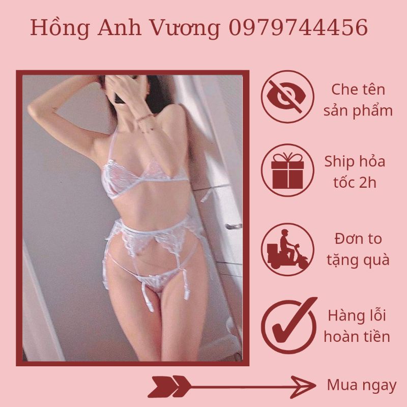 set đồ lót nội y kẹp tất ren xuyên thấu sexy gợi cảm