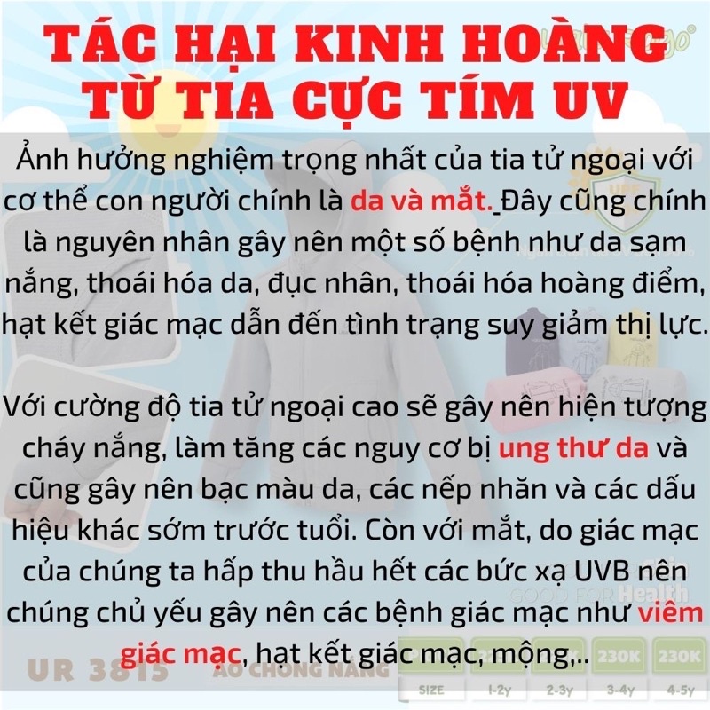 Ualarogo áo khoác chống tia UV 97% có mũ, chùm tay