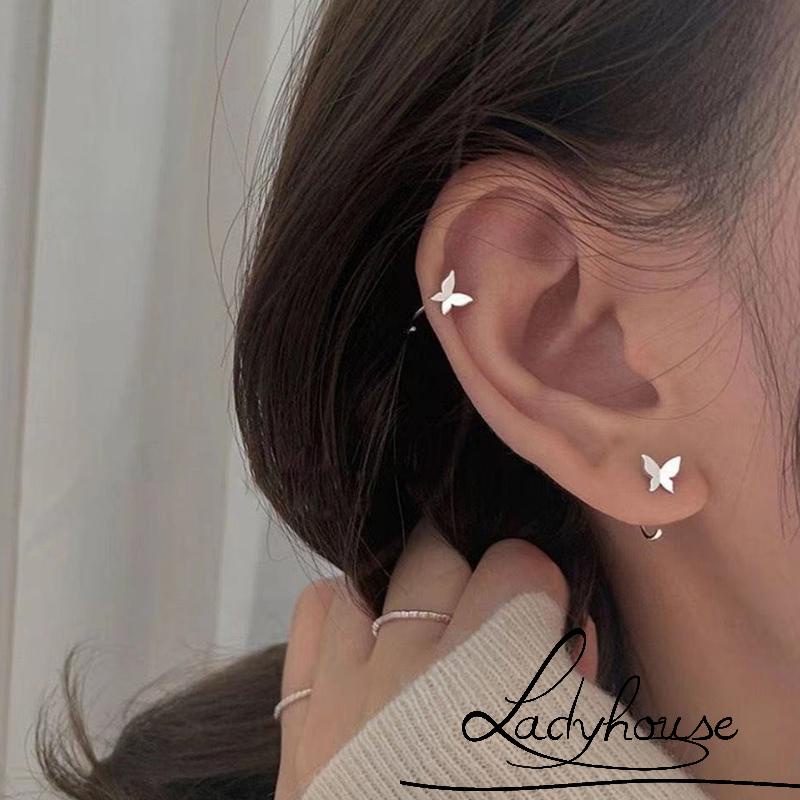 Bông tai kim loại hình bướm màu sắc đơn giản thời trang cho nữ