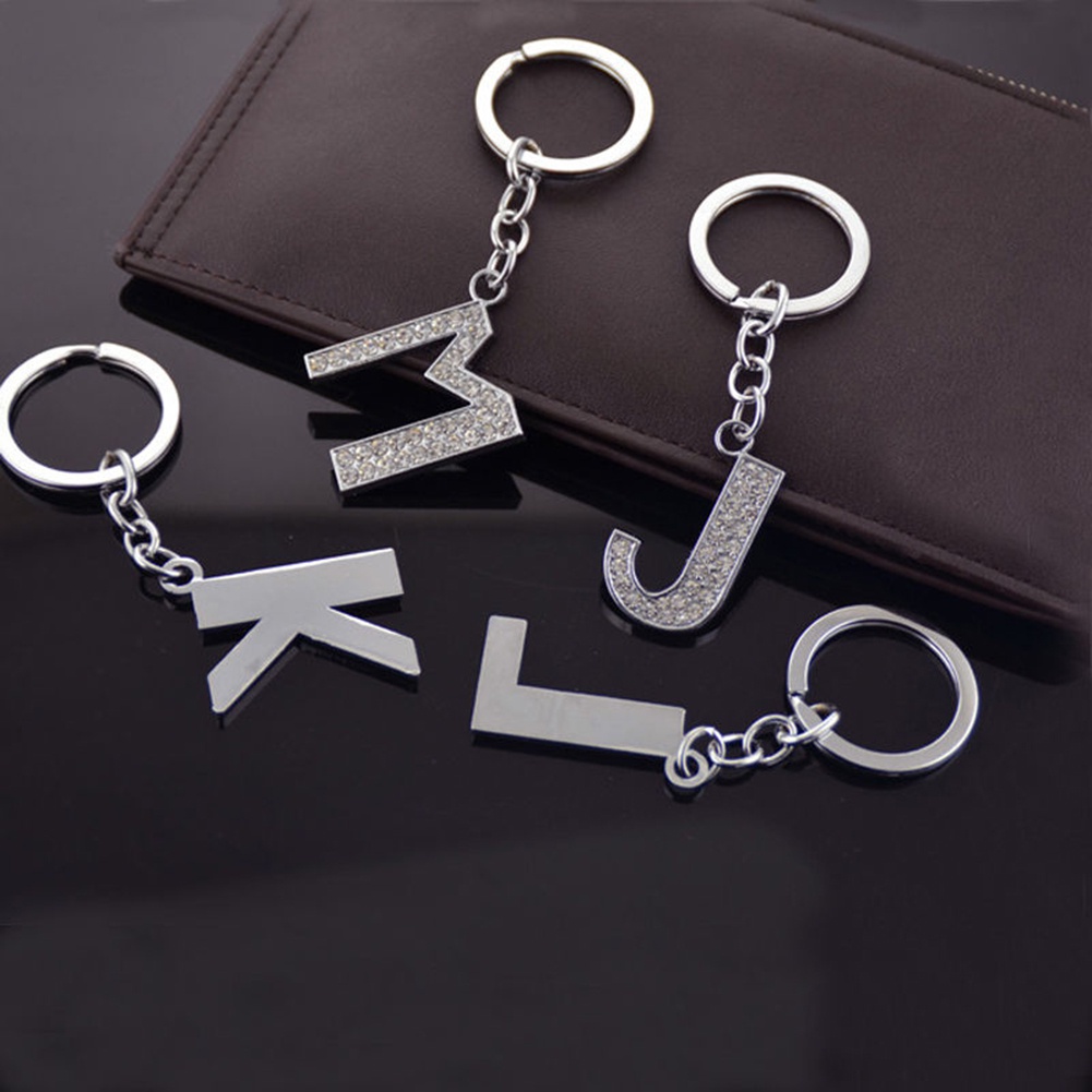 Móc khóa chữ cái đính đá sang trọng làm từ hợp kim