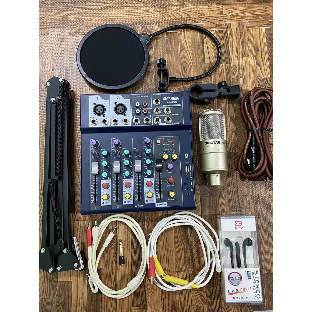 Trọn Bộ Mixer F4 Yamaha Mic Takstar PC-K200 . Âm Thanh Cực Hay , Sống Động , Dễ Dàng Lắp Đặt . Bảo Hành 12 Tháng