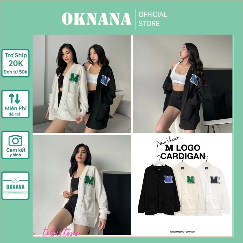 Áo cardigan nỉ bông cotton unisex dưới 85kg oknana - Thêu logo M missout | BigBuy360 - bigbuy360.vn