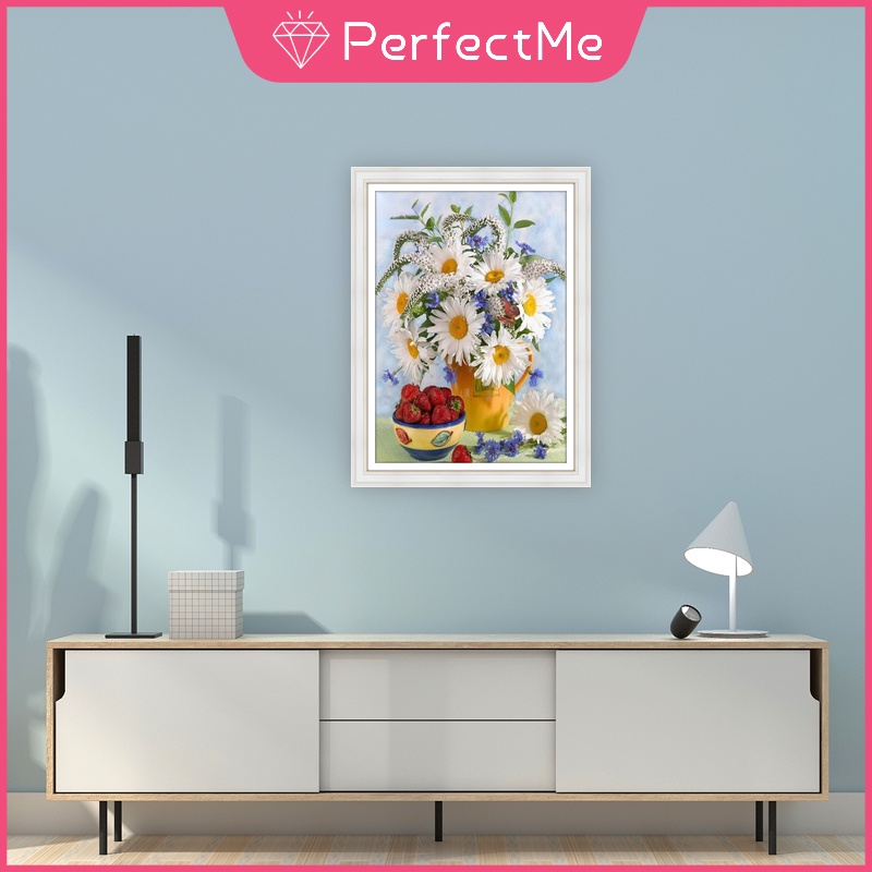 Bộ tranh đính đá 5D họa tiết hoa dâu tây độc đáo kích thước 30x40cm DIY dùng trang trí