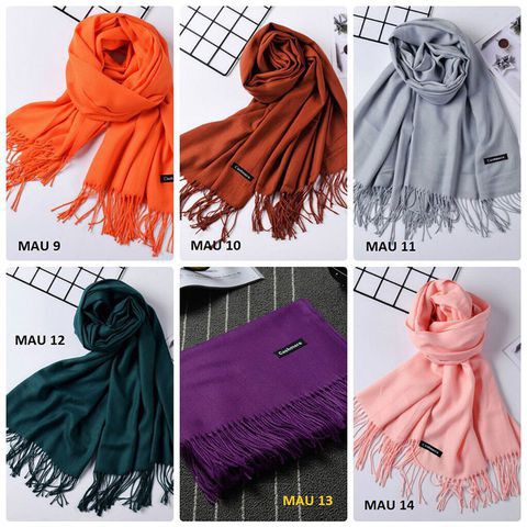 KHĂN QUÀNG CỔ CASHMERE MÀU TRƠN CỰC MỊN ĐẸP AH775