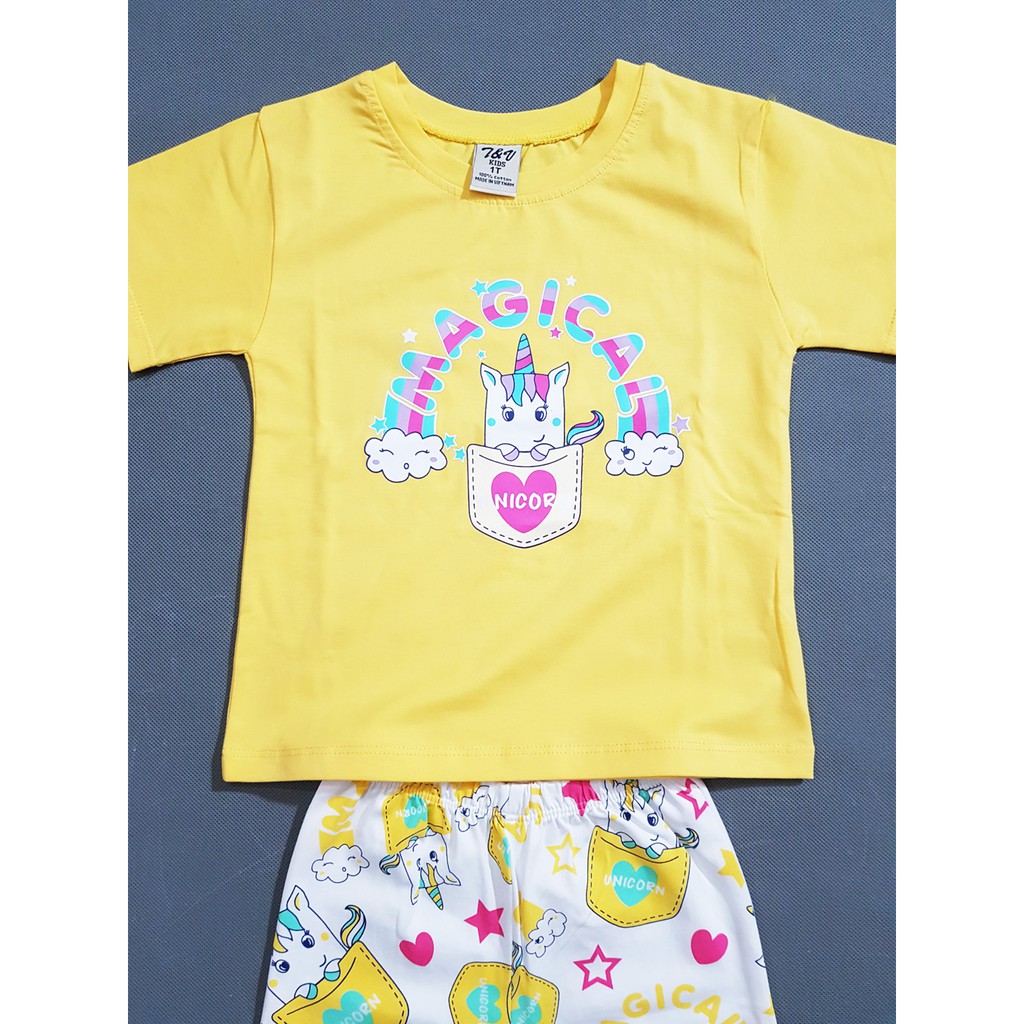 Bộ áo thun cotton from rộng quan legging ôm bé gái in ngựa pony