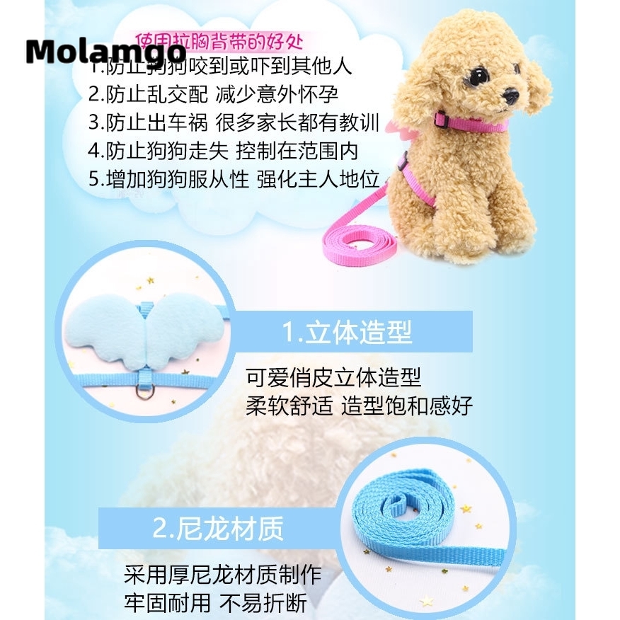 Dây dắt thú cưng MOLAMGO hình cánh thiên thần đáng yêu