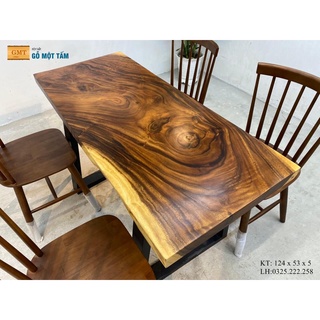 Mặt bàn ăn gỗ me tây, bàn làm việc gỗ me tây, bàn cafe gỗ me tây, bàn sân vườn gỗ me tây dài 1,24m rộng 53cm dày 5cm