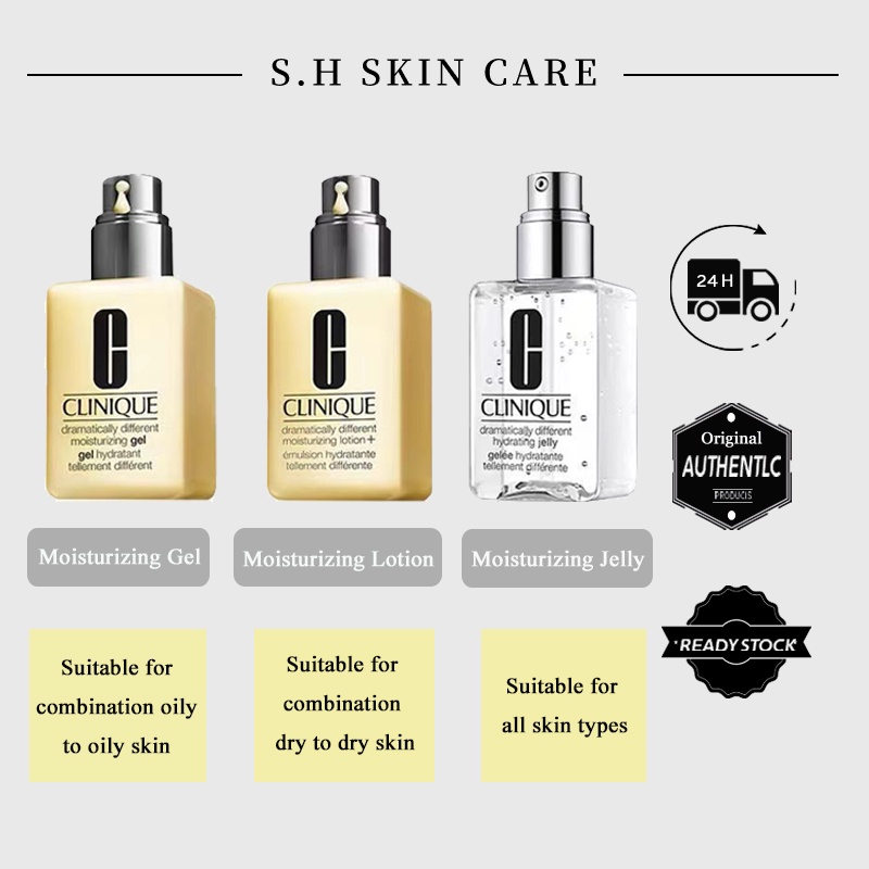 Kem dưỡng ẩm và Gel dưỡng ẩm Clinique dramatically different Moisturizing gel/Moisturizing Lotion+/hydrating jelly 125ml